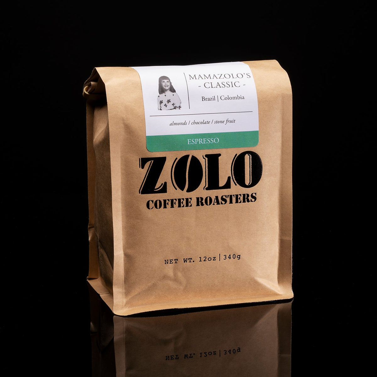 Mamazolo's Classic Espresso Roast 12oz bag