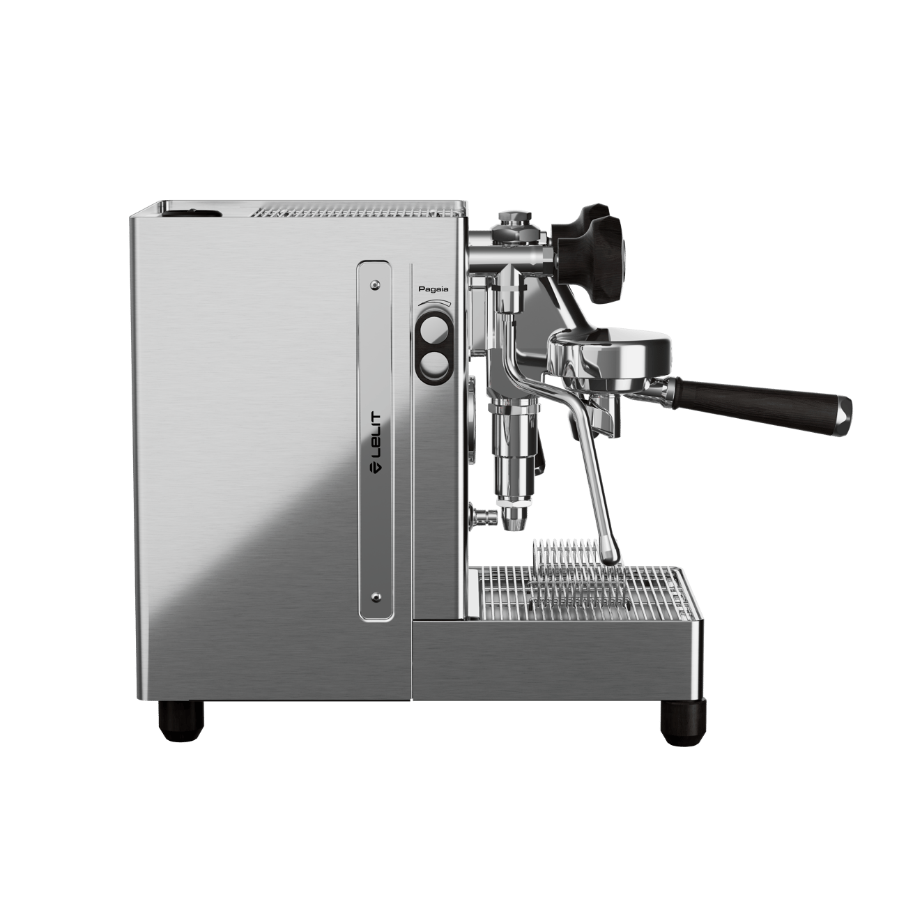 Lelit MaraX3 Brushed Stainless Steel espresso machine - side view