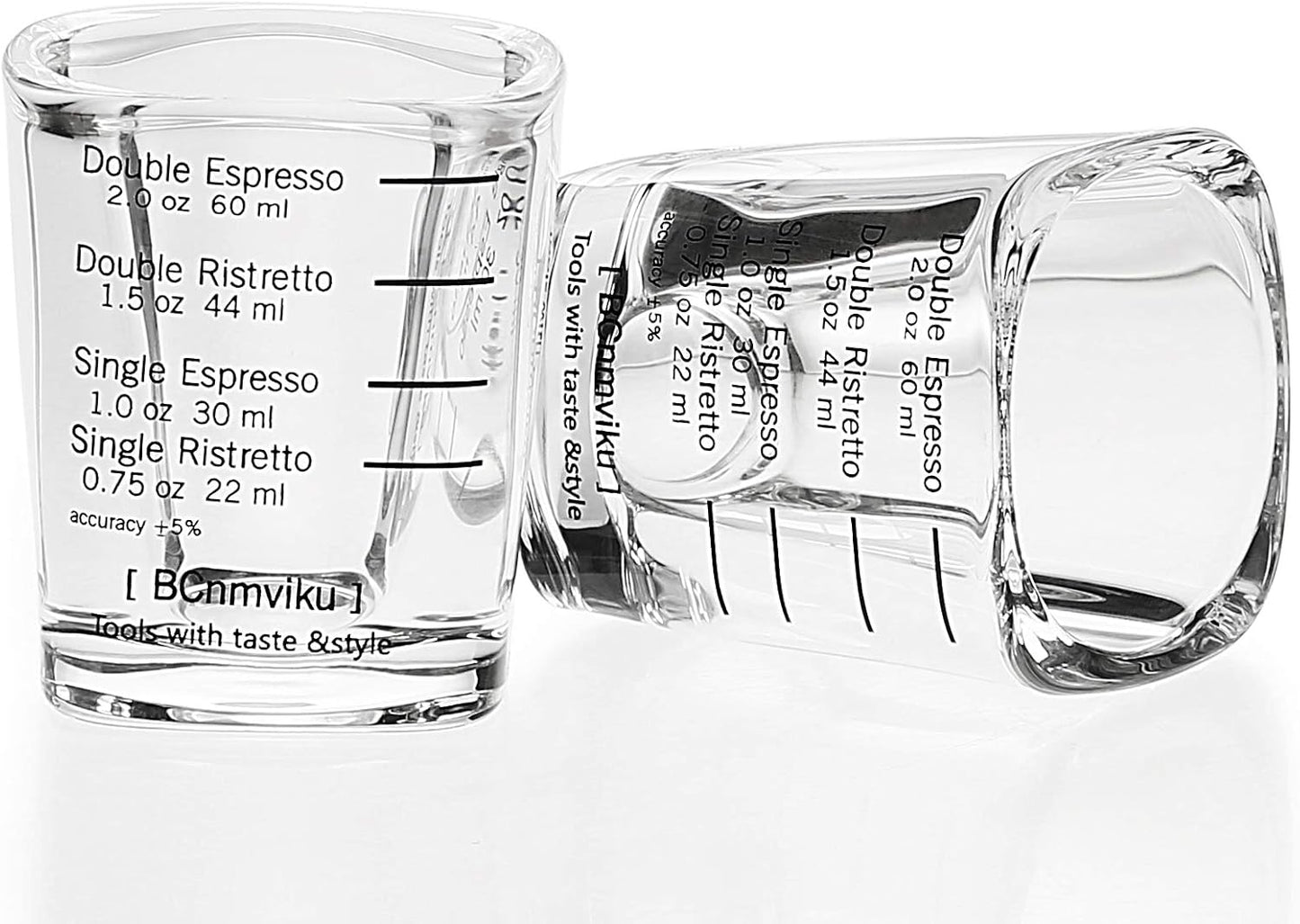 BCnmviku 2 oz Espresso Shot Glass Measuring Cups - 2 Pack