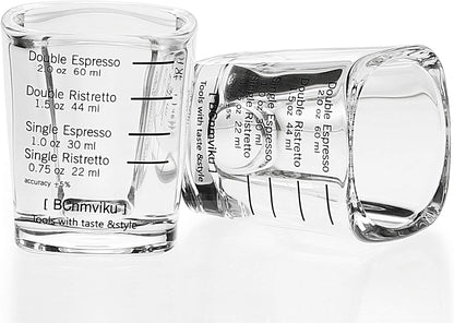 BCnmviku 2 oz Espresso Shot Glass Measuring Cups - 2 Pack