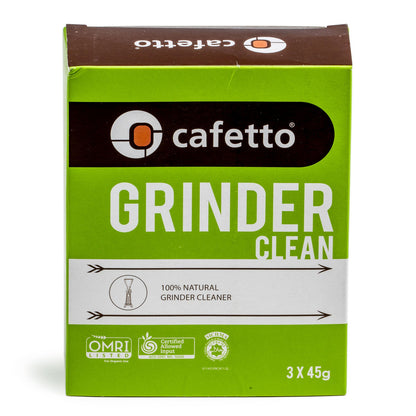 Espresso cleaning kit with Cafetto EVO, MFC milk cleaner, grinder sachets, and group head brush
