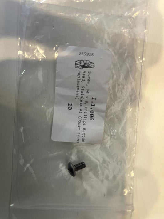 La Marzocco Screw, M4 x 8, Phillips Button Head, Stainless A2 (Doser Screw Replacement) – OEM Part I.1.006