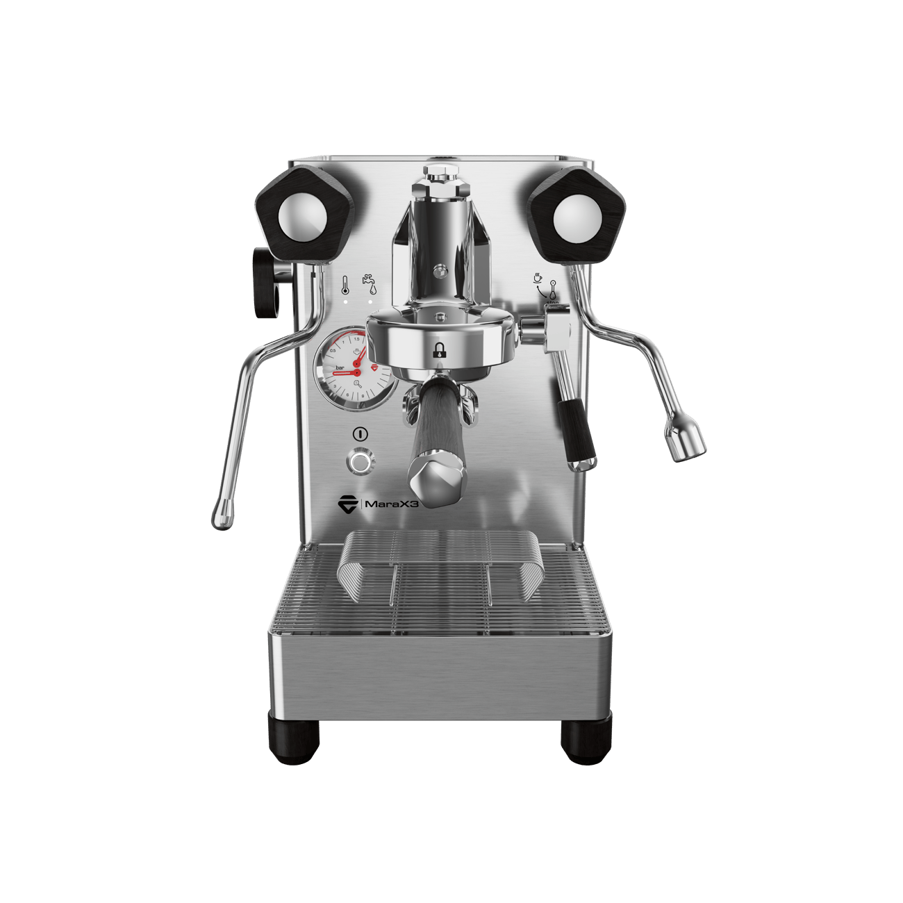 Lelit MaraX3 Brushed Stainless Steel espresso machine - front view