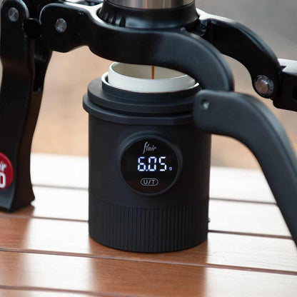 Flair Weigh Cup digital dosing scale with ceramic espresso brewing cup